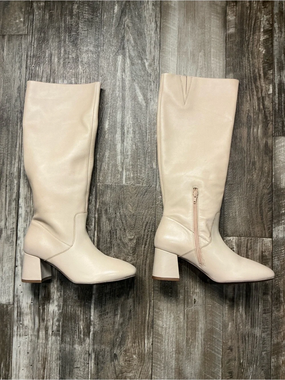 NWOB Seychelles Beige Knee High Block Heel Boots Size 10 - Picture 13 of 16